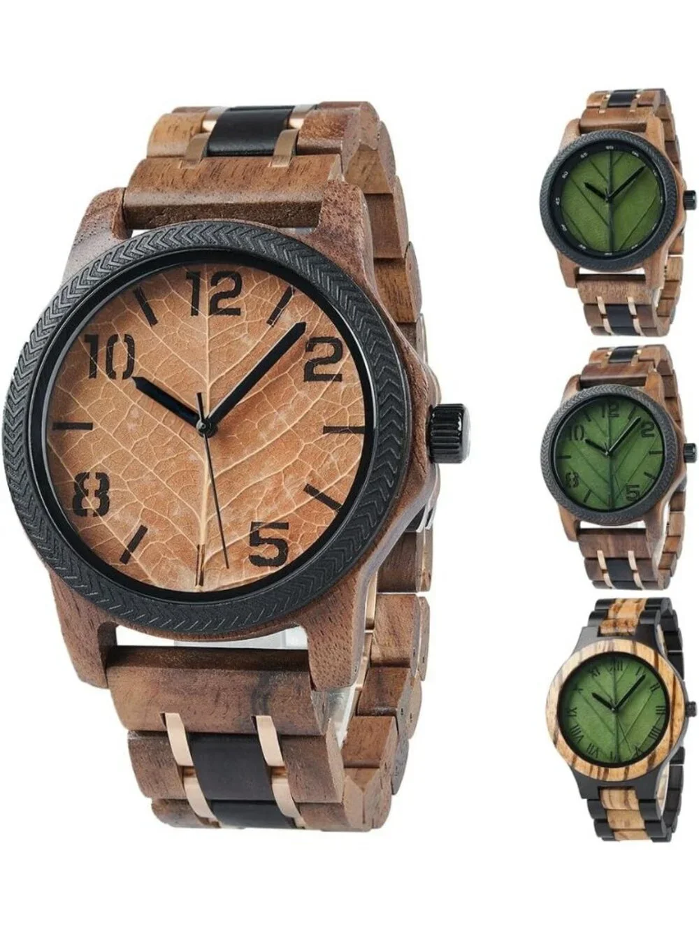 Men's Brown Natural Japanese Quartz Minimalist Style Unique Real Wooden Watch